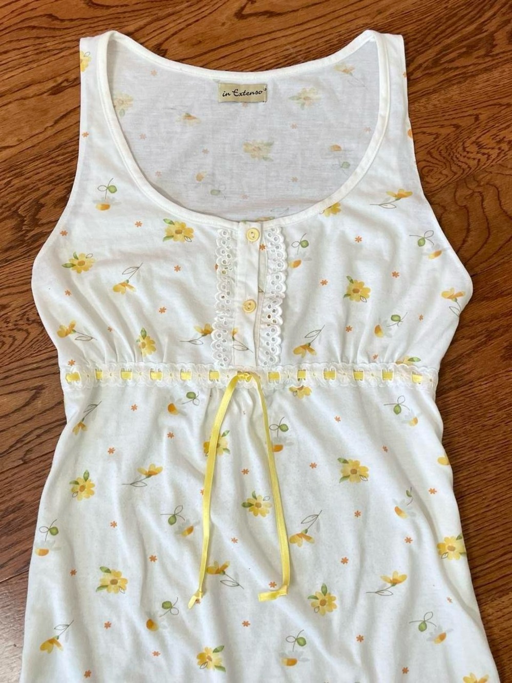 White & Yellow Floral Cotton Nightdress